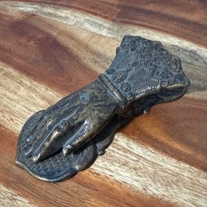 Antique Victorian Brass Hand Form Paper Clip Desk Organizer or Wall Display